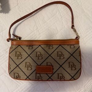 Dooney & Bourke Brown and Tan Canvas/leather Women's Wristlet 5.75x4